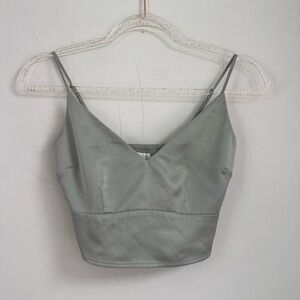 Abercrombie & Fitch Green Satin Crop top Size XS Like New